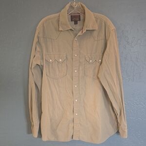 Cremieux Beige Corduroy Pearl Snap Button-Up Shirt